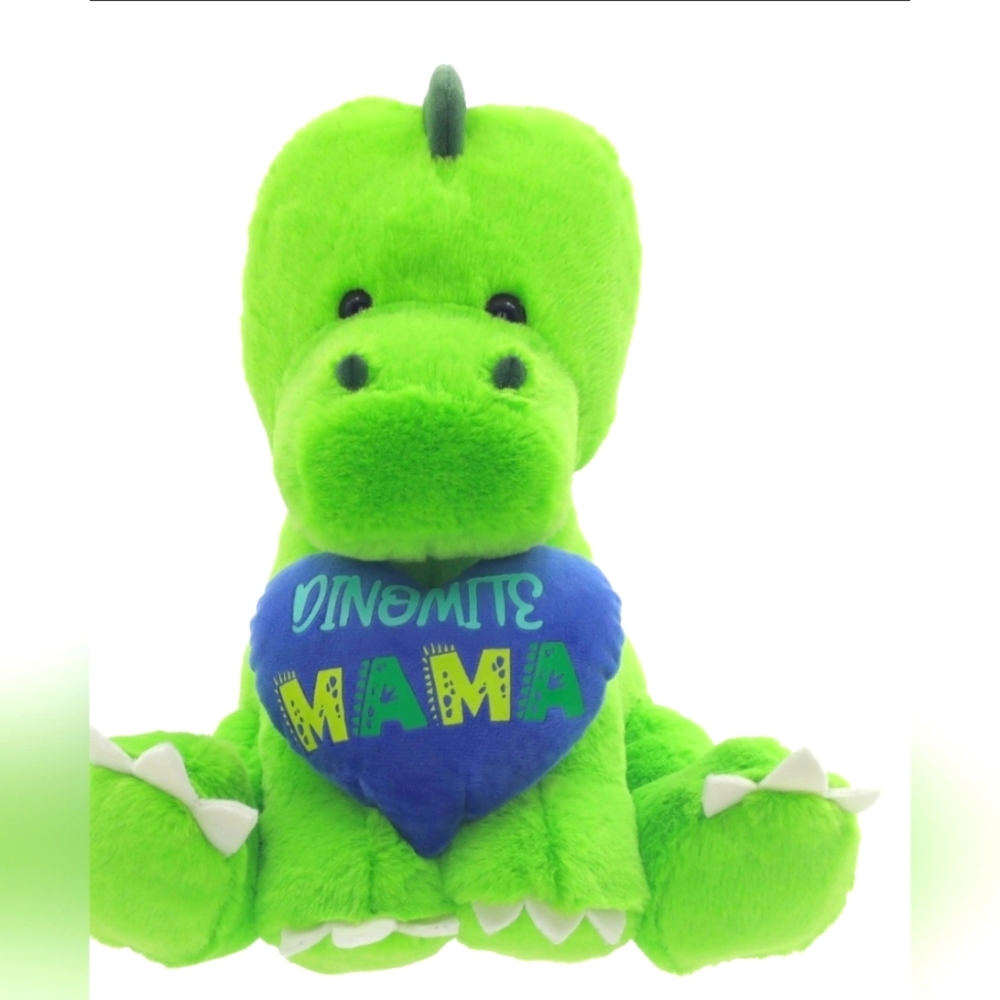 Dino Mama Green Dinosaur Plush with Heart New